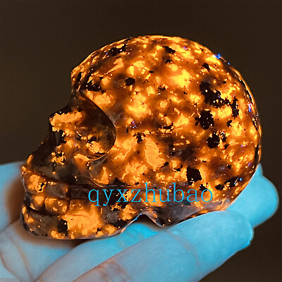 #ad 1pc natural Flame#x27;s stone skull quartz crystal carved skull reiki healing 2quot;