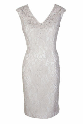 Alex Evening Women#x27;s Embellished Lace Sheath Porcelain Dress Size 6 $209 *NWT* $31.85