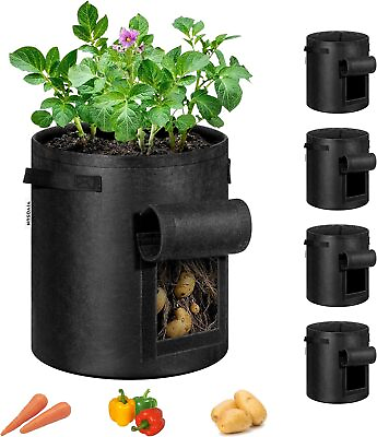 #ad VIVOSUN 5Pcs 7 10 gal Potato Plant Growing Bag Pot Non woven Reusable w Handle
