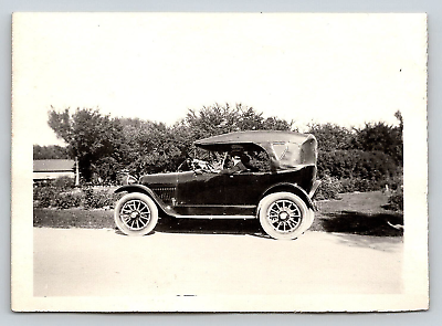 #ad Photograph Vintage Automobile Man And Woman Sitting In Car Landscape 1920#x27;s