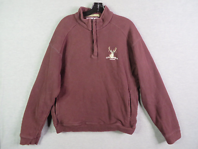 #ad Columbia Mens Sweatshirt Medium Brown 1 4 Zip Pullover Hunting Embroidered Deer