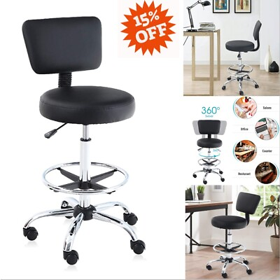 #ad Office Chair Adjustable Swivel Drafting Rolling Stool Salon Back Support Foot