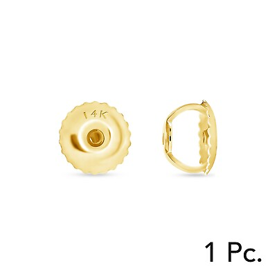 #ad One 1 Pc Solid 14K Yellow Gold Real Stud Earrings Finding Screw Back Replacement