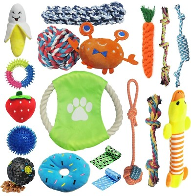 #ad 18pcs Dog Toys Puppy Toys Rope Toys Braided Rope Chew Play Toys Teething Toys