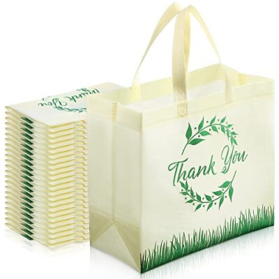 #ad 50 Pieces Thank You Tote Bags Bulk Reusable Non Woven Tote Bags with Handles ...