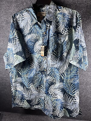 #ad NWT Cooke Street Honolulu Palm Leaf Hawaiian Shirt 100% Cotton Short Sleeve 2XL