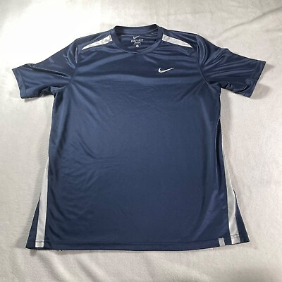 #ad Nike Shirt Mens Large Blue T Shirt Workout Gym Crew Neck Pullover Running Adult
