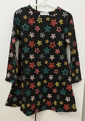 #ad Sonia Rykiel Girls Black Multicolored Star Print Jersey Dress Size 2