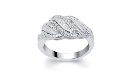 #ad Womens 14K White Gold Finish Size 7 Designer Ring