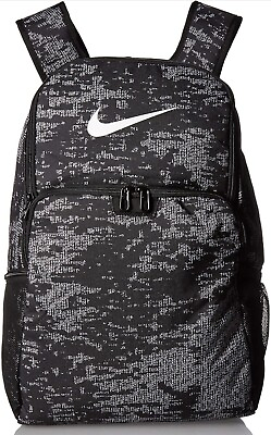 #ad Nike Unisex Brasilia Printed Training Sports School Backpack Black White