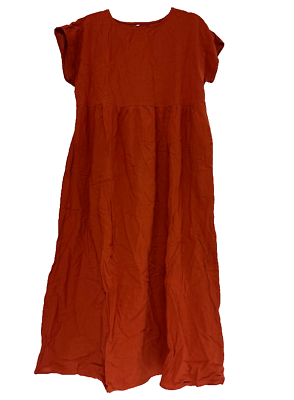 #ad La Mode Womens Round Neck Short Sleeves Orange Top Size XL
