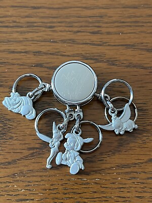 #ad Disney Key Chain Key Ring Silver 75 Year of Love amp; Laughter 4 Charms