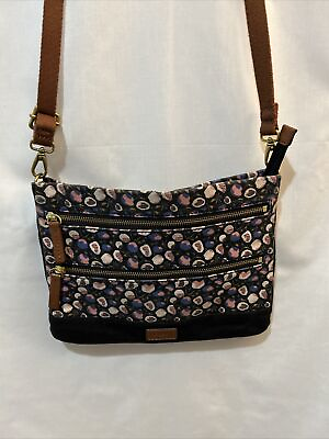 #ad FOSSIL Canvas Floral Crossbody Bag Purse With Adjustable Removable Cloth Strap