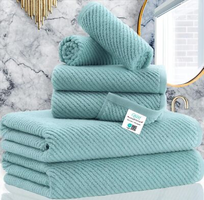 #ad Towels for Bathroom 100% Cotton Thick Soft Quick Dry 6 Piece Towel Set.