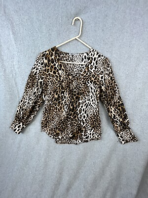 #ad Arianna Shirt Woman’s size Large Extra Large Cheetah Print 3 4 Length Sleeves
