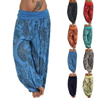 #ad Plus Size Women Floral Boho Baggy Yoga Harem Pants Ali Baba Leggings Trousers US