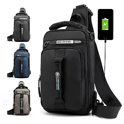 Waterproof Sling Crossbody Bag Anti theft Chest Shoulder Backpack with USB Port $11.55