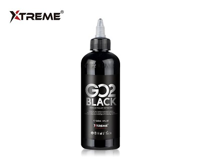 #ad GO2 BLACK 8 oz Xtreme Ink Premium Dark Solid Bold Tattoo Pigment Made in USA