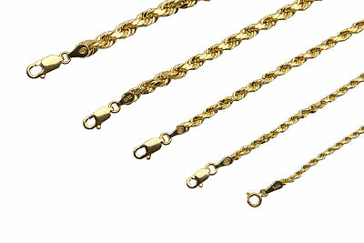 #ad 14K Yellow Gold 1.5mm 4mm Italian Rope Chain Pendant Necklace Mens Women Hollow