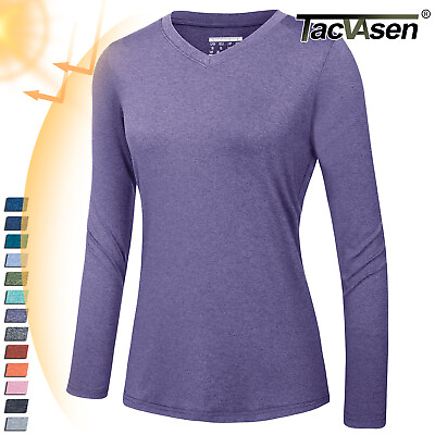 #ad UPF50 Womens Long Sleeve UV Shirts V Neck Casual Gym Fitness Sportswear T Shirt