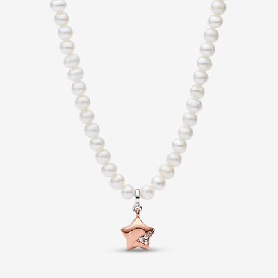 #ad Brand Authentic 100% Freshwater Cultured Pearl Star Necklace 382489C01 45CM CZ