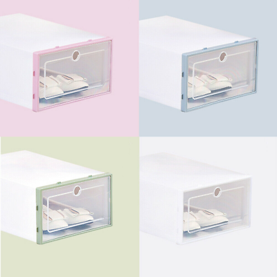12pcs Foldable Plastic Transparent Shoe Box Stackable Storage Clear Organizer $25.90
