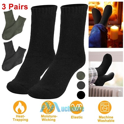 #ad 3 Pairs Warm Wool Sock Winter Thermal Thick Socks For Women Indoor Outdoor 9 11