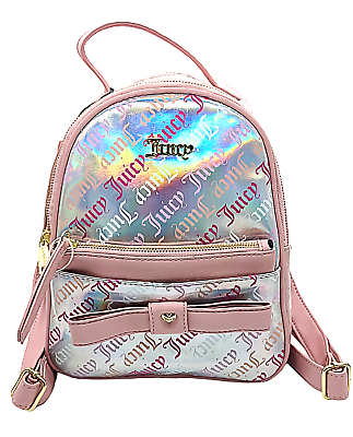 Juicy Couture Bag Hologram Peek A Bow Women Backpack Purse Pink Zipper Pouch $74.95