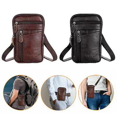 Men Leather Fashion Phone Pouch Belt Bag Shoulder Crossbody Waist Pack Handbag $10.98