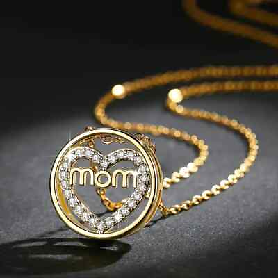 #ad Women Letter MOM Cute Icy Shiny Charm 18K Gold Silver Plated Chain Necklace Gift
