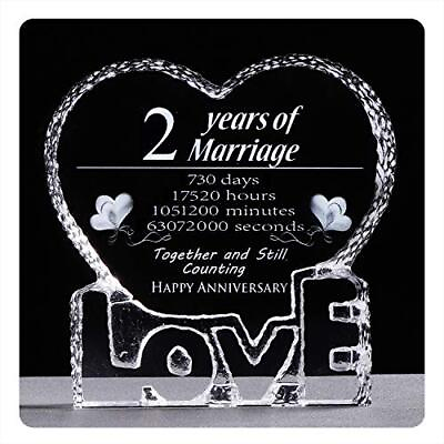 #ad 2 Year 2nd Wedding Anniversary Crystal Sculpture Keepsake Gifts for Her Wife ...