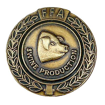 #ad VTG Future Farmers of America FFA 30mm Swine Production Bronze Pin back