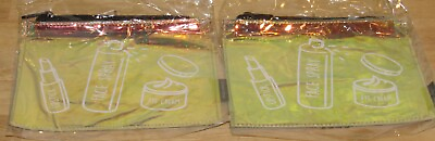 2 Macy#x27;s Clear Cosmetic Makeup Bag NEW Toiletry Travel Dopp Iridescent Gold NEW $8.90