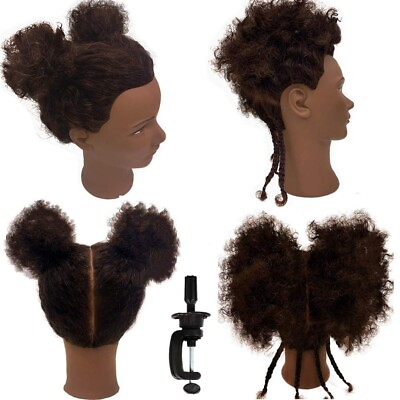 #ad Afro Mannequin Head 100% Human Hair Head Hairdresser African American Training
