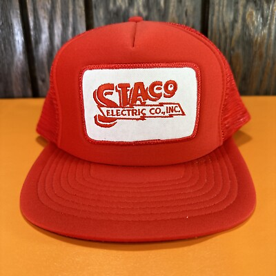 #ad Vintage Staco Electric Co In Trucker Hat Snapback Cap Red Patch New Electrician