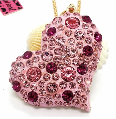 #ad Betsey Johnson Beautiful Pink Rhinestone Heart