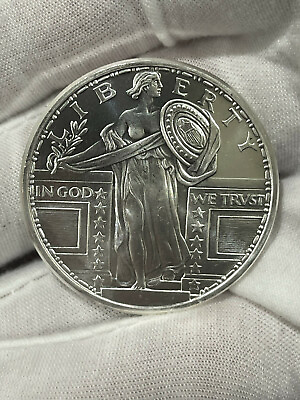 #ad Standing Liberty Silver Round 1 Oz .999 Pure Silver GSM IN A CAPSULE MADE IN USA