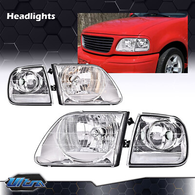 #ad Clear Chrome Headlights amp; Corner Lights Fit For 1997 2003 Ford F150 Expedition