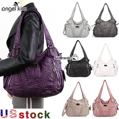Angelkiss Women Brand Design Washed Leather Handbag Shoulder Sling Hobo Tote Bag