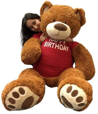 #ad 5 Foot Giant Teddy Bear Fully Stuffed amp; Ready to Hug wears Happy Birthday shirt