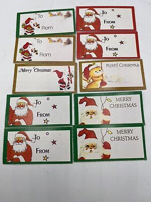 #ad Lot of 10 Vintage Christmas Gift Tags New Santa Clause Holiday Unused 1960 70’s