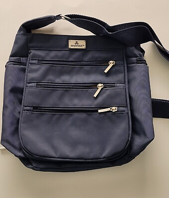 #ad Organizzi Blue Poly Nylon Crossbody Travel Bag RFID Day Bag.