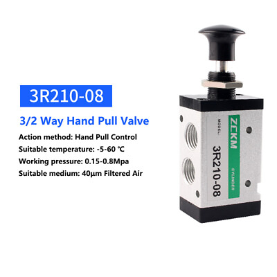 #ad 3R210 08 Pneumatic Hand Pull Lever Valve 3 2 Way 1 4 BSP Air Flow Control Valve
