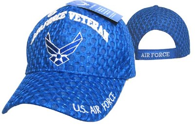 #ad US Air Force Veteran Wings Mesh Textured Royal Blue Embroidered Cap Hat
