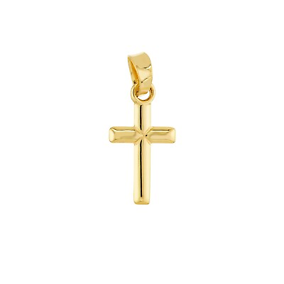#ad Small Cross with Bevel Edge Pendant 14K Yellow Gold