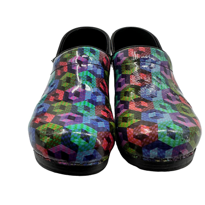 #ad Dansko Womens 3d Print Clogs Shoes Multicolor Slip On Low Heel Non Geometric 9