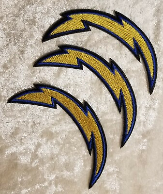 #ad Los Angeles LA Chargers SET of THREE Iron On Embroidered Patches USA Seller