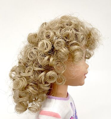 #ad 9” Messy Long Curls Blonde Doll Wig Reborn OOAK Bisque Repair