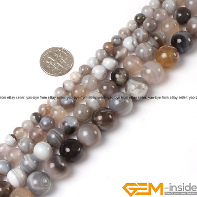 #ad Natural Stone Botswana Agate Gemstone Round Beads Strand 15quot; 6mm 8mm 10mm 12mm