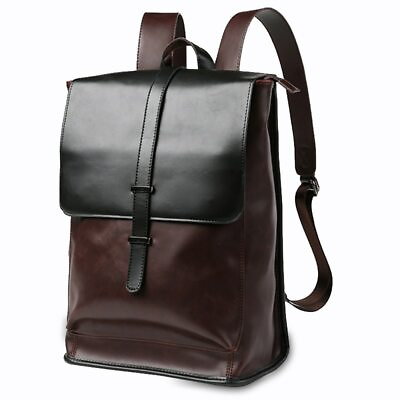 Vintage Laptop Backpack Travel Leisure Leather Backpacks Men Retro School Bag $36.65